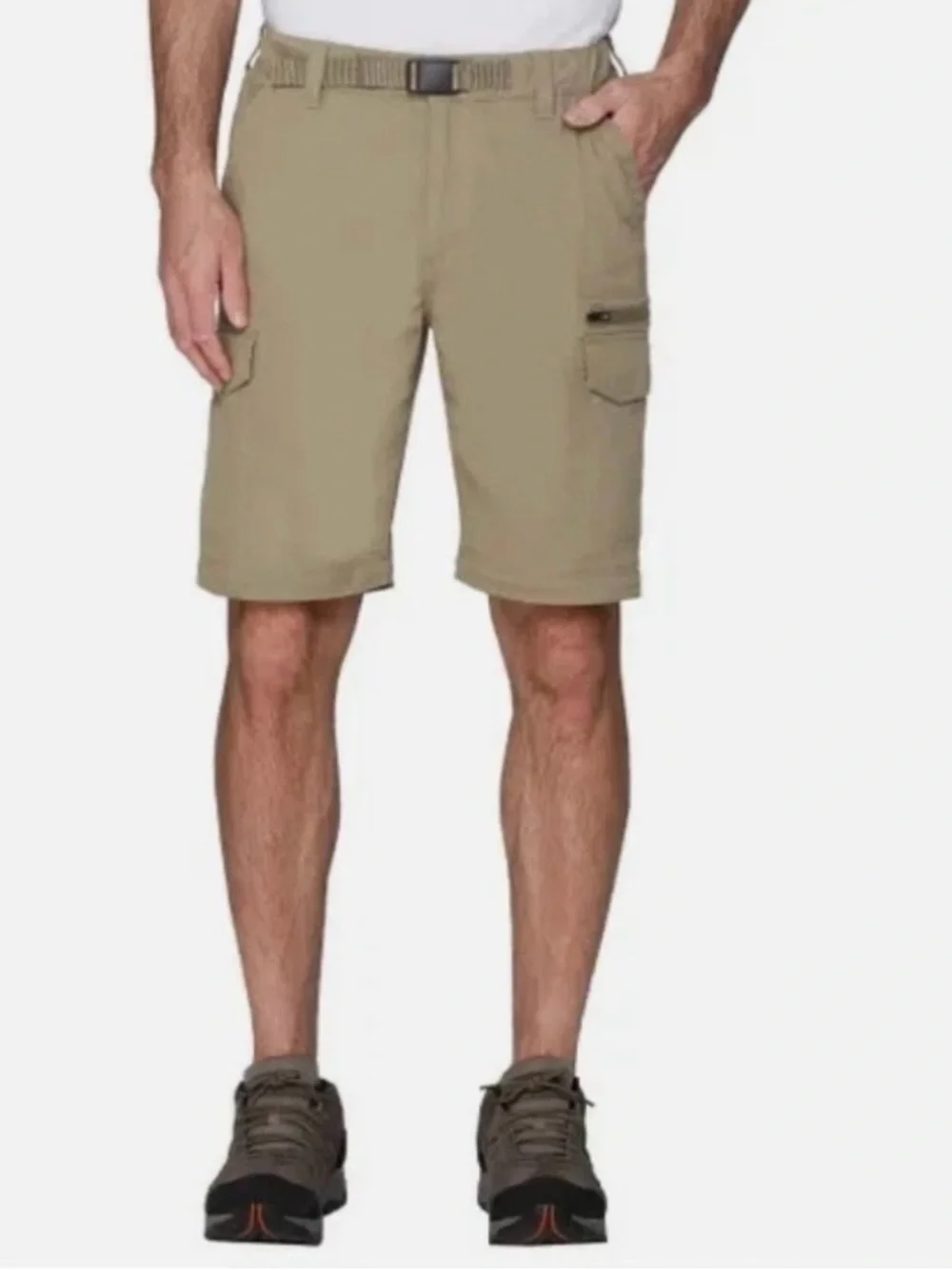 BC Clothing Men's Convertible Pants Hiking Cargo Belted, Tan, Size: M x 32